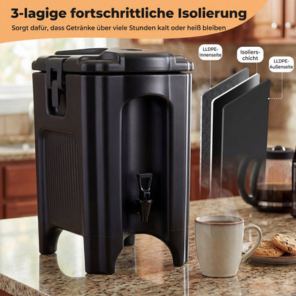 16.5L Insulated Beverage Dispenser with Spigot, Black