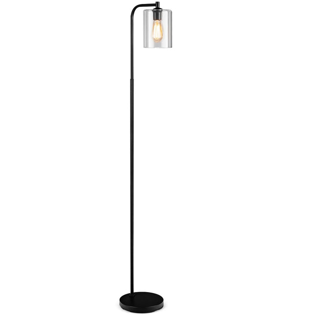 168cm Modern Floor Lamp with Foot Switch & E27 Bulb Base & Black Glass Lampshade