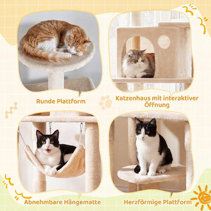 168 cm Multi-Level Cat Tower with Hammock and Condo