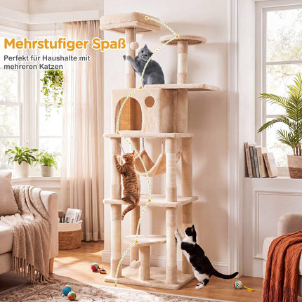 168 cm Multi-Level Cat Tower with Hammock and Condo