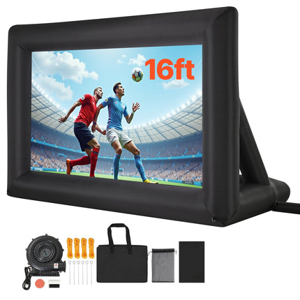 16 Ft Inflatable Movie Screen, 16:9, 600D Washable, With Bag