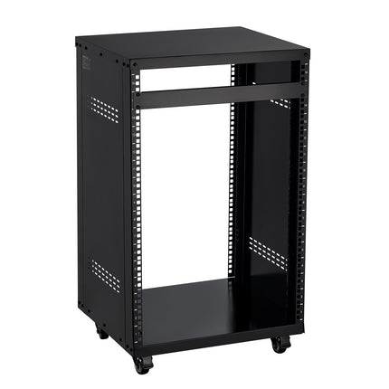 16U AV Rack, 18-Inch Depth, 200 lb, Locking Casters