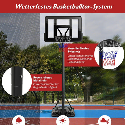 170-305cm Height Adjustable Basketball Stand Outdoor Basketball Hoop with Stand