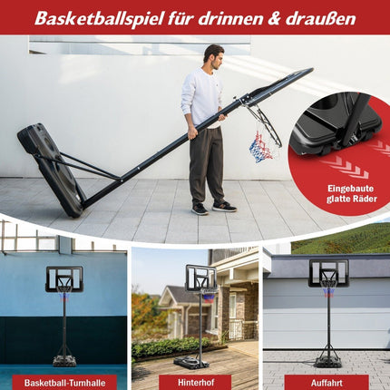 170-305cm Height Adjustable Basketball Stand Outdoor Basketball Hoop with Stand