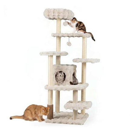 170cm Beige Cat Tree with Scratching Post & Cave