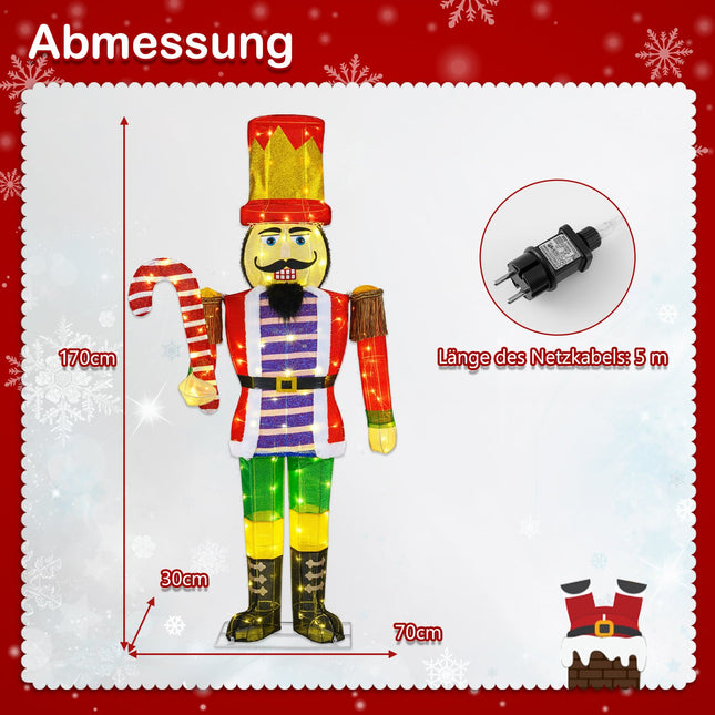 170 cm Christmas Nutcracker with Candy Cane – LED Lights