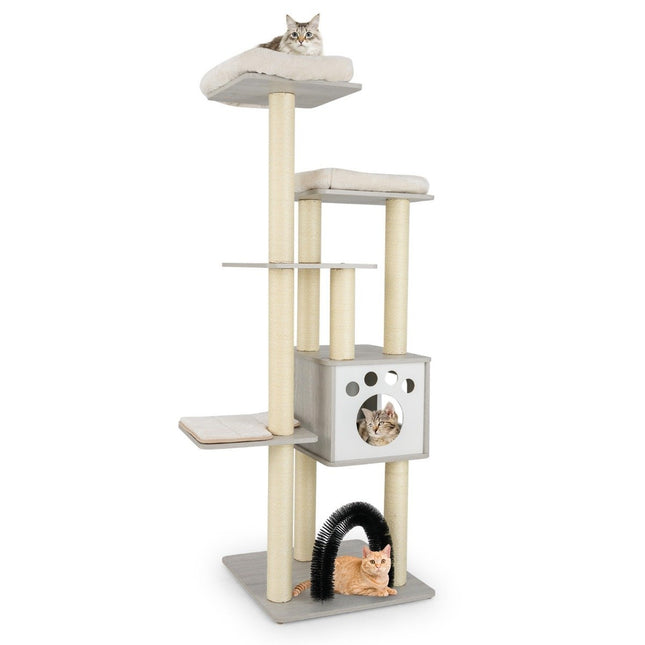 176 cm Cat Tree with Platforms, Cave & Scratching Posts