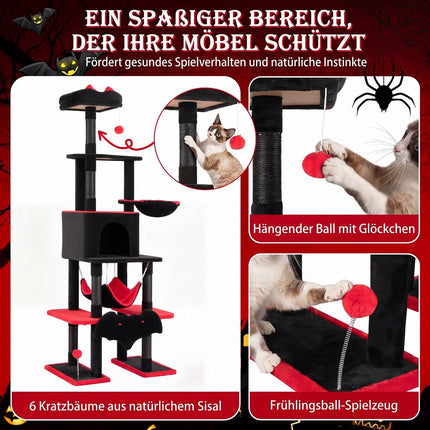 178cm Gothic Cat Tree with Sisal Posts and Hammock
