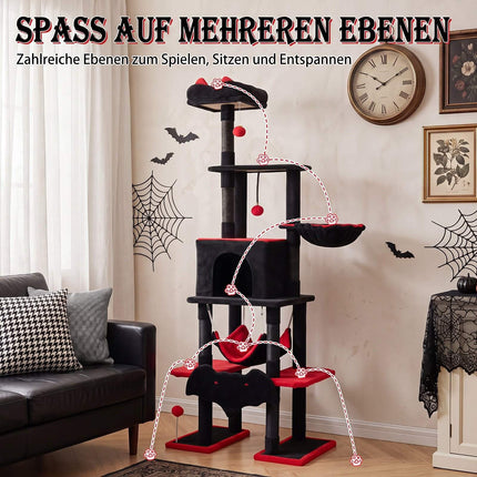 178cm Gothic Cat Tree with Sisal Posts and Hammock
