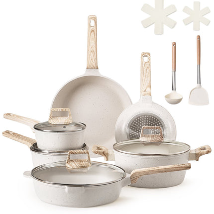17-Piece Pots and Pans Set, Granite Nonstick, Induction