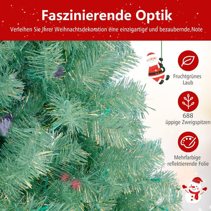 180 cm Artificial Christmas Tree with LED Lights, Green