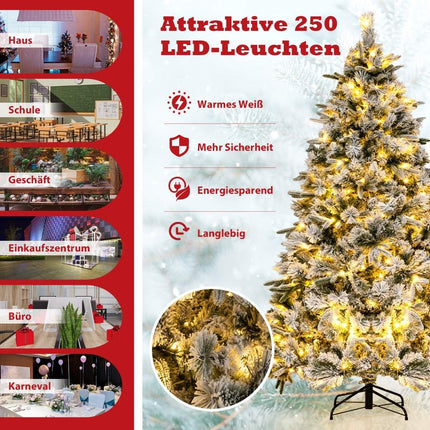 180 cm Artificial Christmas Tree with Snow & 250 LED Lights