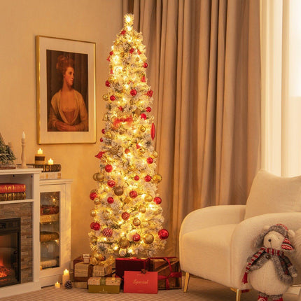 180 cm Christmas tree Snow covered Christmas tree with 150 warm white lights