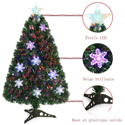 180cm Fiber Optic Christmas Tree, LED Lights, Snowflakes