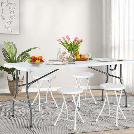 180 cm Folding Plastic Dining Table – Handle, Metal Legs