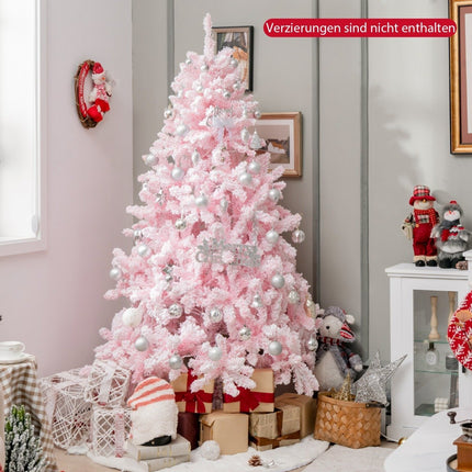 180cm Large Flocked Artificial Christmas Tree with 808 PVC Branch Tips 350 LED Lights and 8 Lighting Modes