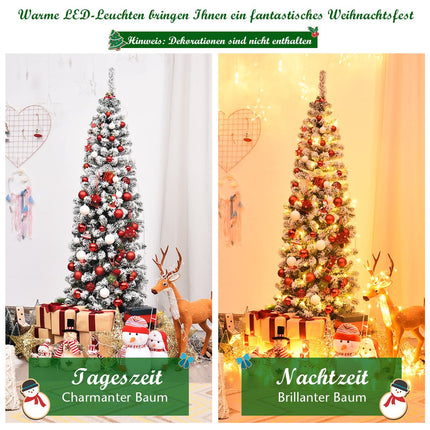180cm Pencil Christmas Tree with Snow and LED Lights