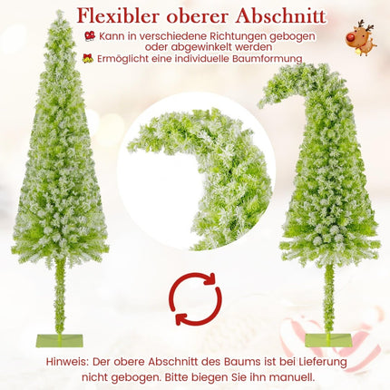 180 cm Pre-Lit Artificial Christmas Tree with Snow Flocking