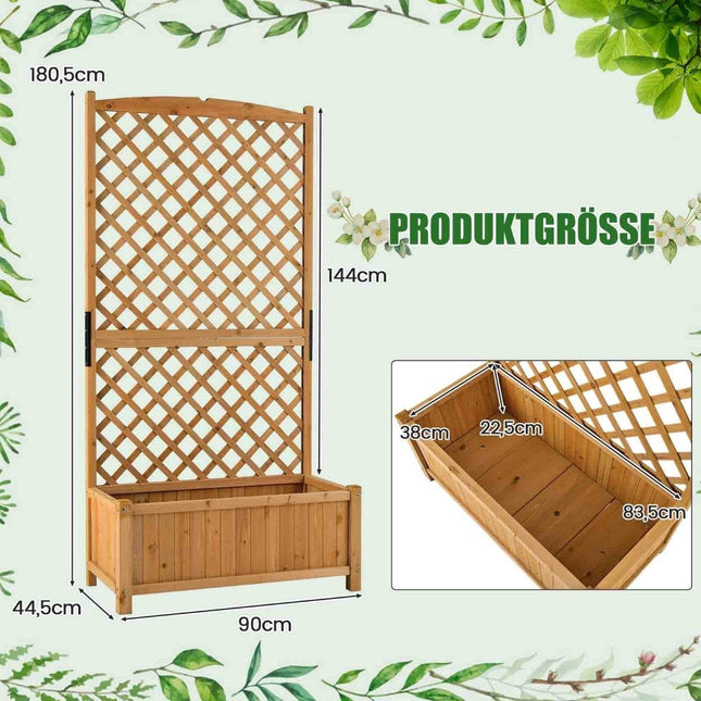 180 cm high garden bed with planter trellis & drainage holes orange