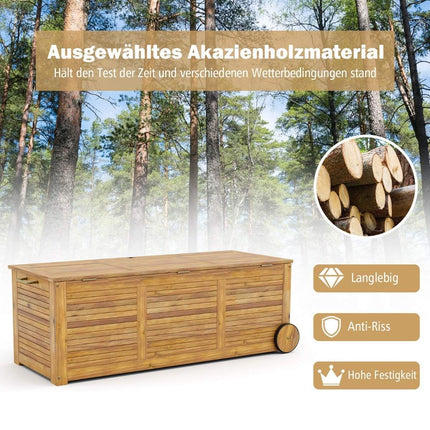 182L wooden garden box on wheels with waterproof inner bag & handle 127 x 50 x 45 cm