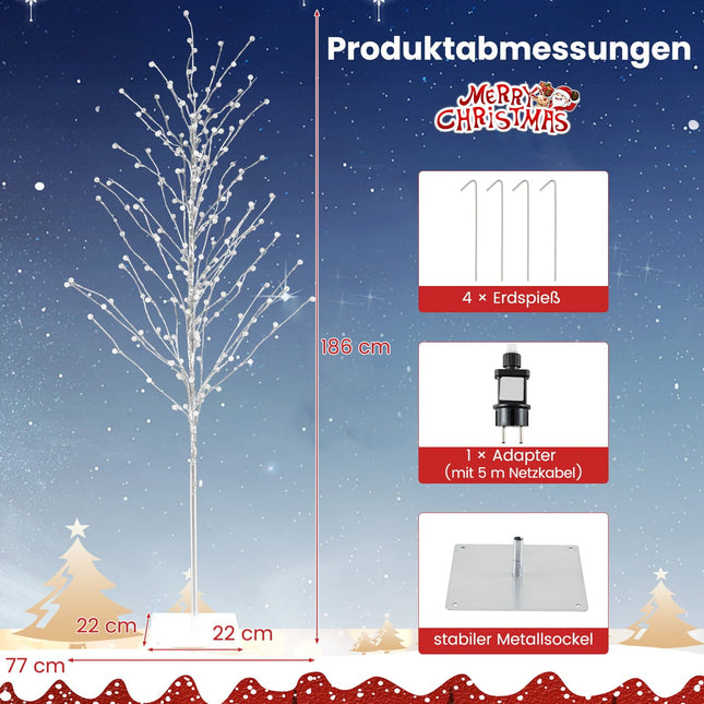 186 cm LED Birch Tree with Warm White Lights