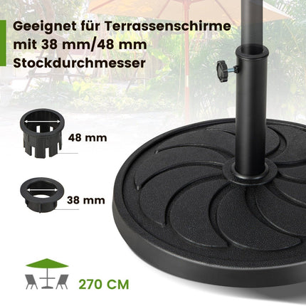 18 kg heavy umbrella stand with 54 cm diameter for umbrella poles of φ38/48 mm