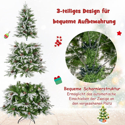 190 cm Pre-Lit Snowy Christmas Tree with LED Lights
