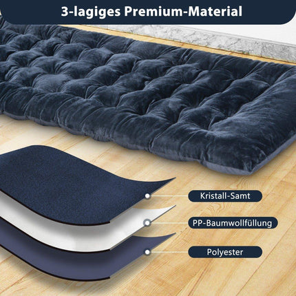 190 x 70 cm cotton camp bed cushion 7 cm thick mattress with 4 fastening straps blue