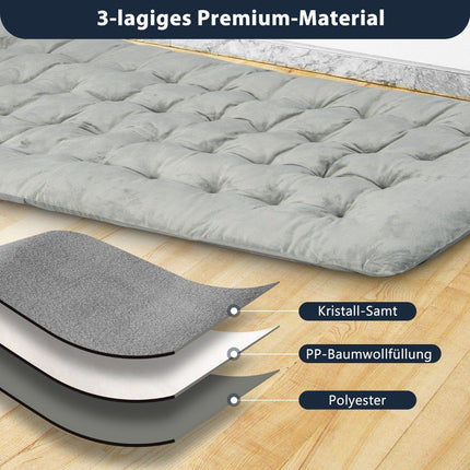 190 x 70 cm cotton camp bed cushion 7 cm thick mattress with 4 fastening straps gray