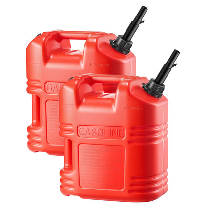 19L Fuel Container 2-Pack, Spout, Leak-Proof, Red