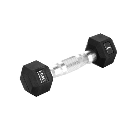 1 kg Rubber Hex Dumbbell, Knurled Grip Handle
