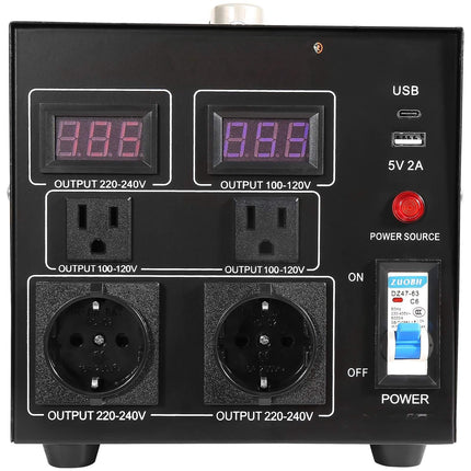 2000VA Step Up Down Voltage Converter, US EU, USB-C
