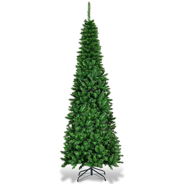 200 cm narrow Christmas tree with warm white LEDs artificial Christmas tree green