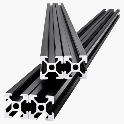 2020 T-Slot Aluminum Extrusion, 4 Pack 1200mm Black