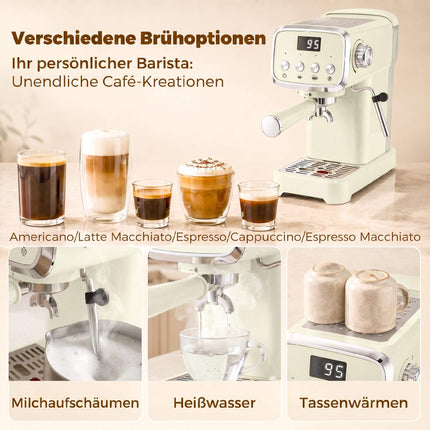 20 Bar Espresso Machine with Milk Frother, 1.2L Tank