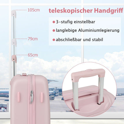 20” Carry-on Travel Suitcase with Spinner Wheels & TSA Lock PC Hard Case with Sticker 38 x 22 x 57 cm Pink