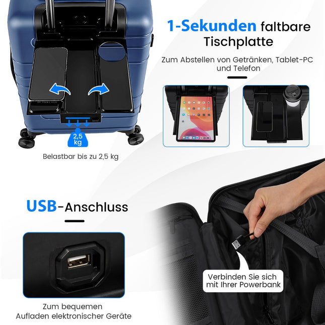 20-Inch Carry-On Hardside Suitcase, Front Pocket, TSA, USB
