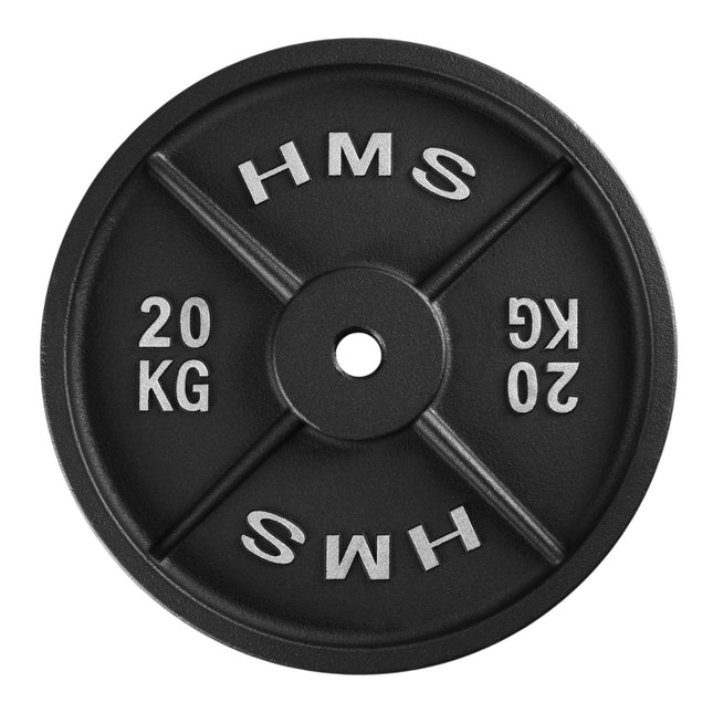 Gietijzeren gewichtsschijf van 20 kg, gat van 31 mm, zwart