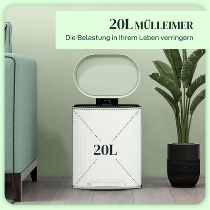 20L Metal Pedal Bin, Soft-Close, Removable Inner Bucket