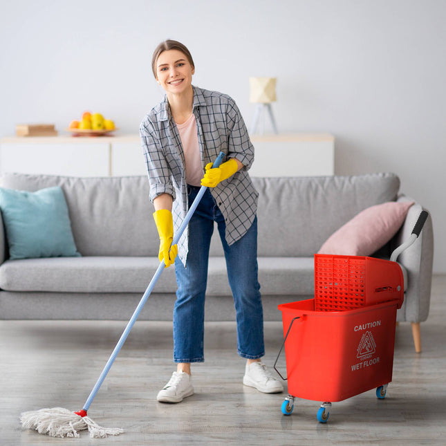 Wiadro do mopa 20 l z wyciskarką, kółka, czerwony plastik