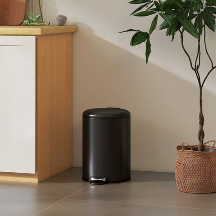20L Pedal Trash Bin, Soft-Close Lid, Black Metal