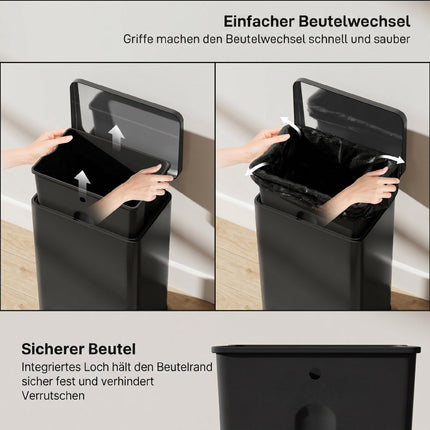 20L Soft-Close Pedal Bin with Removable Inner Bucket, Black