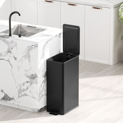 20L Stainless Steel Trash Can, Soft-Close Lid, Black