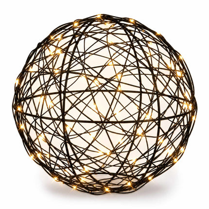20 cm Black LED Decor Ball – Warm White Light