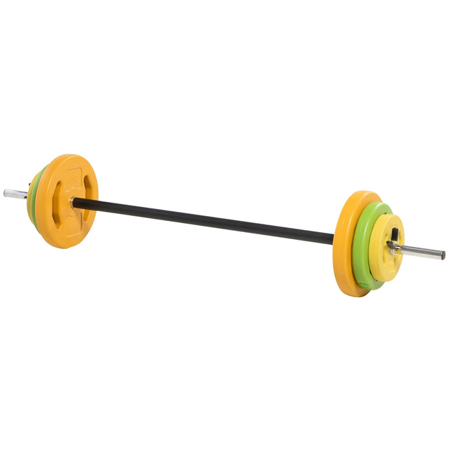 Halterset 20 kg gietijzeren halterset met verbindingsbuis, antislip handvat, meerkleurig