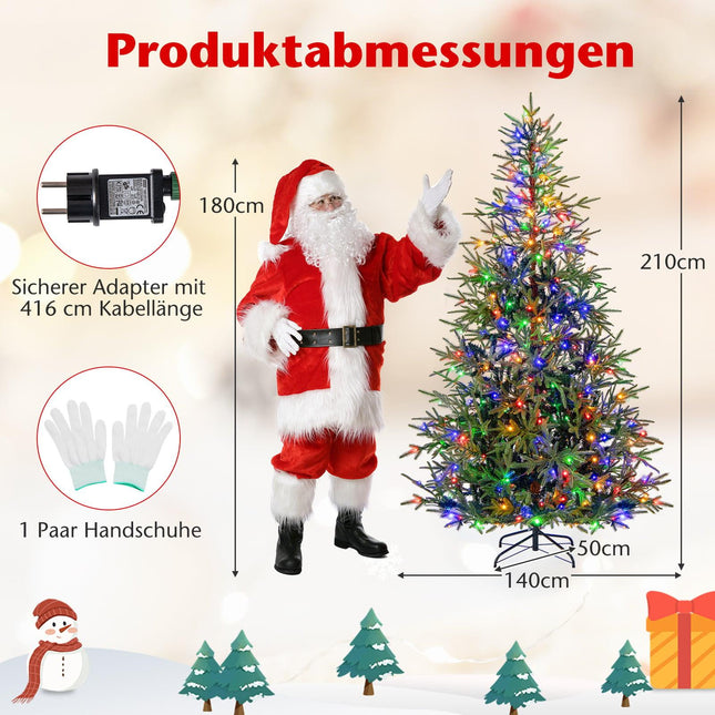 210 cm Artificial Christmas Tree, 250 Multicolor LEDs
