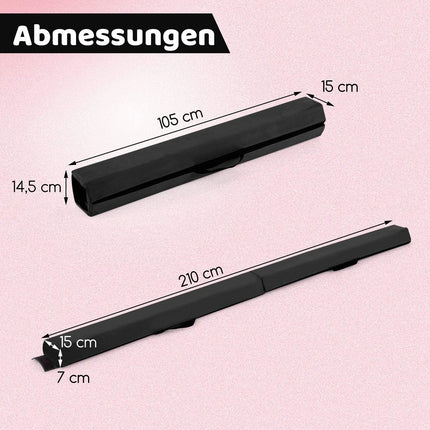 210 cm Folding Gymnastics Balance Beam, Non-Slip, Black