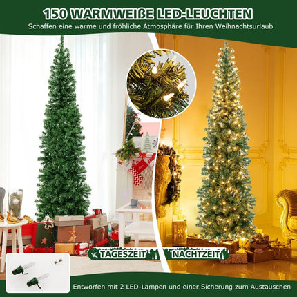 210 cm Half Christmas Tree with 150 LED Lights