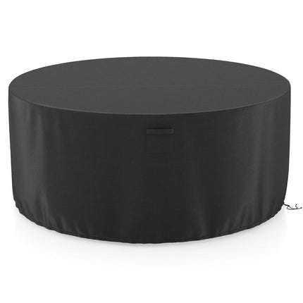 Ø 213 cm round patio furniture cover with ventilation slots & buckles & cords black