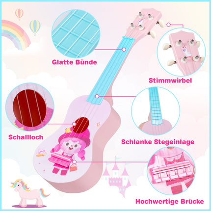 21-Inch Pink Ukulele for Kids, Nylon Strings, Beginner-Friendly
